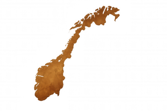 Norway map silhouette depicting scandinavian geographic borders with transparent background design