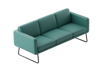 Isolated Teal Green Sofa Design, Modern Home Furniture, Interior Rendering, Stylish Sofa