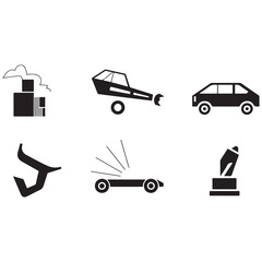 Travel transportation icons set with various vehicles like cars, buses, and trucks