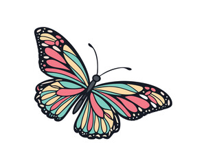 Colorful Butterfly Illustration with Intricate Wing Patterns isolated on white background Delicate Design for Nature Themed Projects and Creative Arts