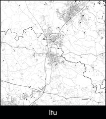 Itu city map, Brazil - Topographic vector map poster