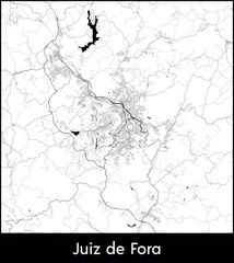Obraz premium Juiz de Fora city map, Brazil - Topographic vector map poster
