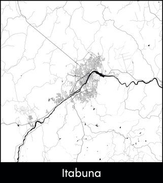 Itabuna city map, Brazil - Topographic vector map poster