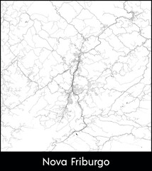 Fototapeta premium Nova Friburgo city map, Brazil - Topographic vector map poster