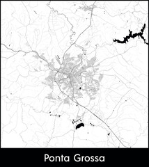 Obraz premium Ponta Grossa city map, Brazil - Topographic vector map poster