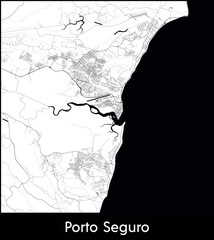 Fototapeta premium Porto Seguro city map, Brazil - Topographic vector map poster