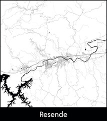 Obraz premium Resende city map, Brazil - Topographic vector map poster