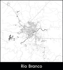 Fototapeta premium Rio Branco city map, Brazil - Topographic vector map poster
