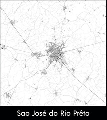 Sao Jose do Rio Preto city map, Brazil - Topographic vector map poster