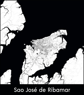 Sao Jose de Ribamar city map, Brazil - Topographic vector map poster