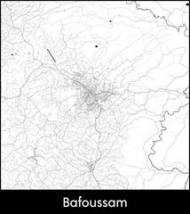 Bafoussam city map, Cameroon - Topographic vector map poster