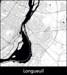 Longueuil city map, Canada - Topographic vector map poster