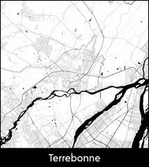 Obraz premium Terrebonne city map, Canada - Topographic vector map poster