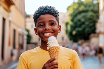 Happy Boy with Ice Cream Cones