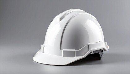 Fototapeta premium White construction hard hat on a neutral gray surface — symbolizing protection, resilience, and the quiet strength of industrial design.”