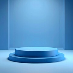 Fototapeta premium Minimalist Light Blue Podium for Product Display in Studio Setting with Clean Presentation