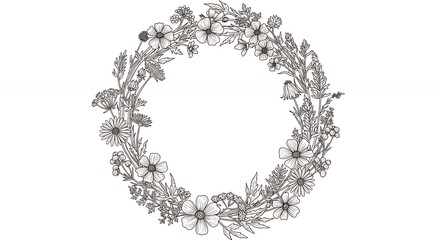 Floral wreath monochrome design graphic