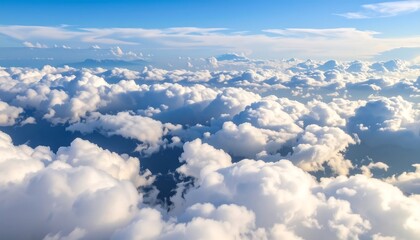 High-altitude view of fluffy clouds
