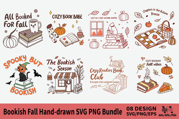 Bookish Fall Hand-drawn SVG PNG