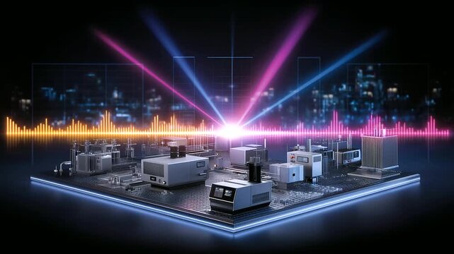 Particle sizers measure aerosols in an environmental lab with lasers scattering detectors counting data histograms updating and air samples flowing through depicted in a