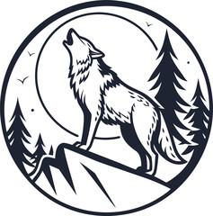 Wild animal tribal vector illustration featuring a stylized wolf head tattoo design