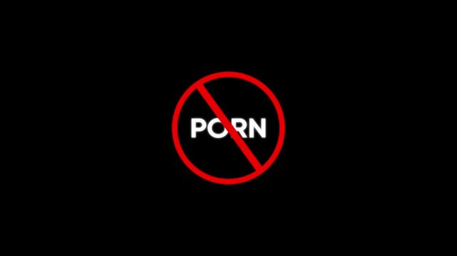 No Porn Prohibited sign of Porn Adult Contents Warning Sign with Mobile Phone Vector, 18 Plus Mature Contents Explicit contents Symbol No porn Shadow style icon. 4K Video Motion Graphic