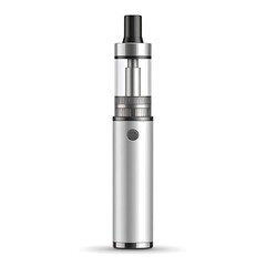 Realistic silver e-cigarette mockup
