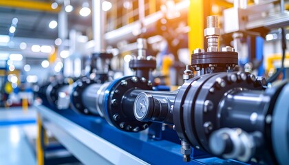 Fototapeta premium Industrial machinery components in a factory setting