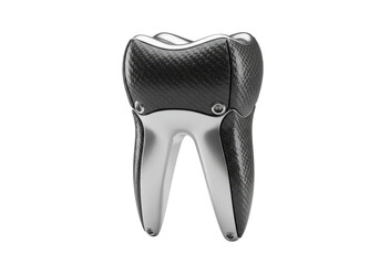 Isolated premolar molar tooth of the future with carbon fiber and metal in 3D rendering