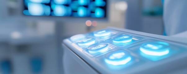 Futuristic Control Panel with Glowing Buttons, Technology , Innovation