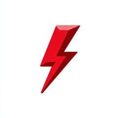 Bright red lightning bolt symbol representing energy and power design elements for creative projects