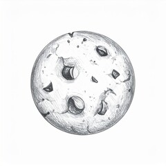 Isolated Round Chocolate Chip Cookie Graphic Illustration on White Background