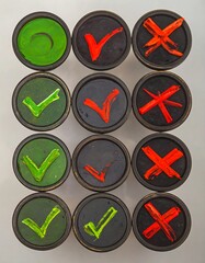 Circular checkmarks and crosses