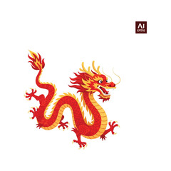 Fototapeta premium Fiery Red Chinese Dragon Traditional Illustration Asian Mythology Symbol of Power and Good Fortune