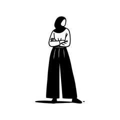 Black Silhouette of a Middle Eastern Woman on a Confident Pose