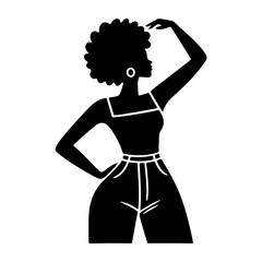 Black Silhouette of a South African Woman on a Strength Pose