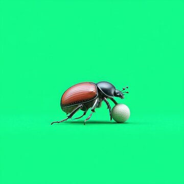 Set of dung beetle isolated on transparent background