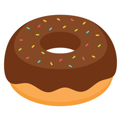 Chocolate donut with sprinkles. Vector