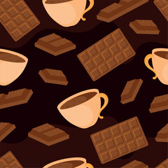 Hot chocolate drink pattern. Vector