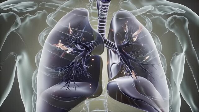 Lungs with Bronchi, Anatomy, and 3D Model.