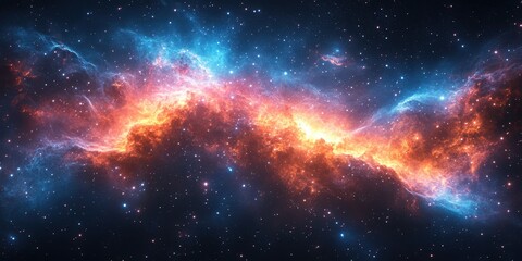 Obraz premium Colorful nebula glows in space with swirling gas and stars against a dark background