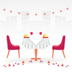 City view dinner setup. Vector