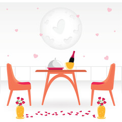 Full moon dinner date. Vector
