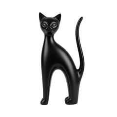Elegant stylized black cat statuette with arched back