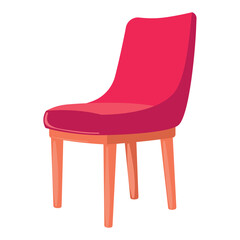 Red modern chair with wooden legs Vector