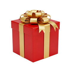Obraz premium Red Gift Box with Gold Ribbon Festive Holiday Present 3D Render