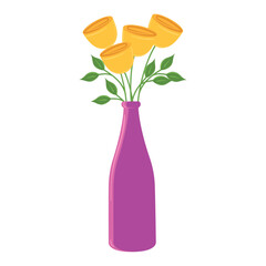 Yellow roses in pink vase for decoration Vector