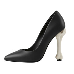 Black high heel shoe with a bone for the heel