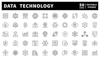 Technology vector icons. Set of 50 technology icons.