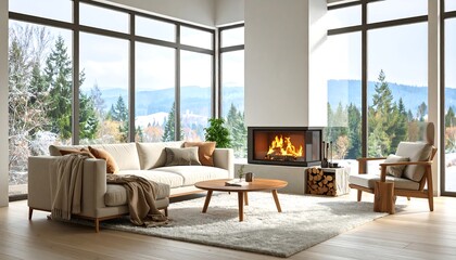 Modern living room with mountain view (5)
